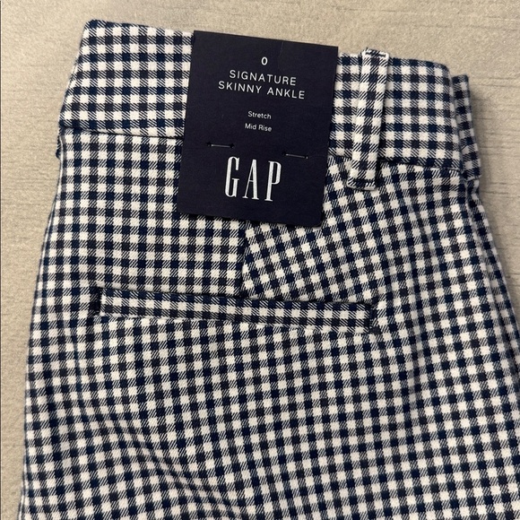 GAP Navy and White Gingham Skinny Ankle Pants - Picture 6 of 6